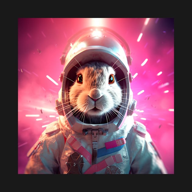 Vaporwave Retrowave Synthwave Bunny - Astronaut - Rabbit - Space Fantasy Illustration by bullquacky