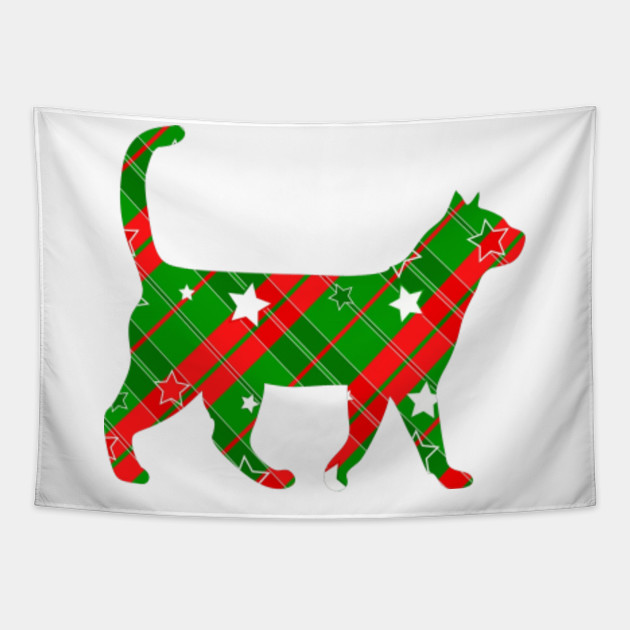Christmas Wrapping Paper Cat Red And Green Christmas Tapestry