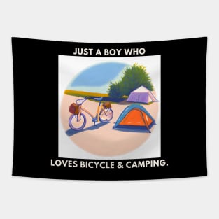 Just a boy who loves bicycle and camping Tapestry