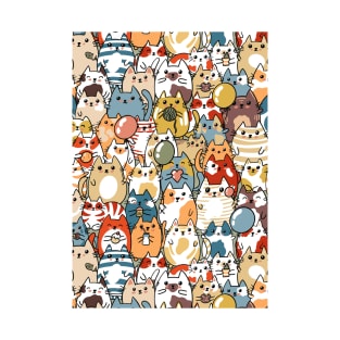 A collection of colourful cute cats repeat pattern T-Shirt