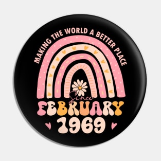 Turning 55 Retro February 1969 55Th Birthday For Women Pin