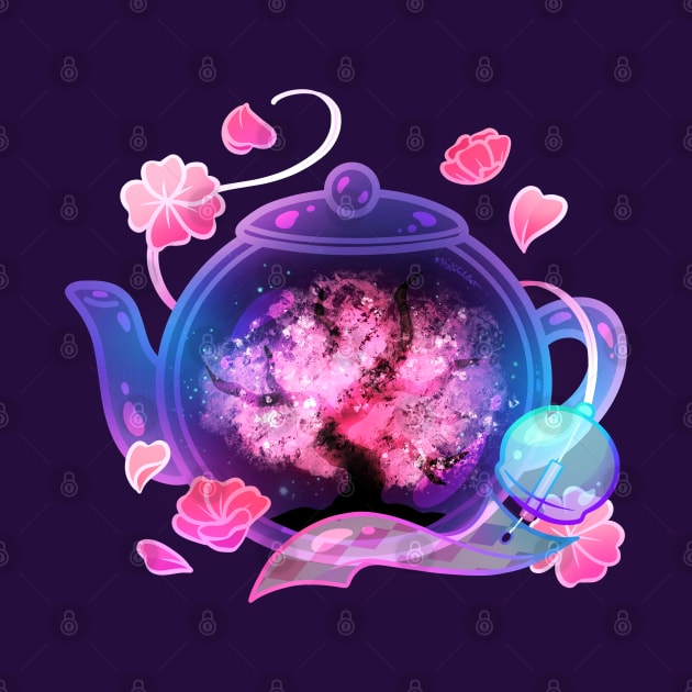 Nighttime Sakura Teapot by heysoleilart