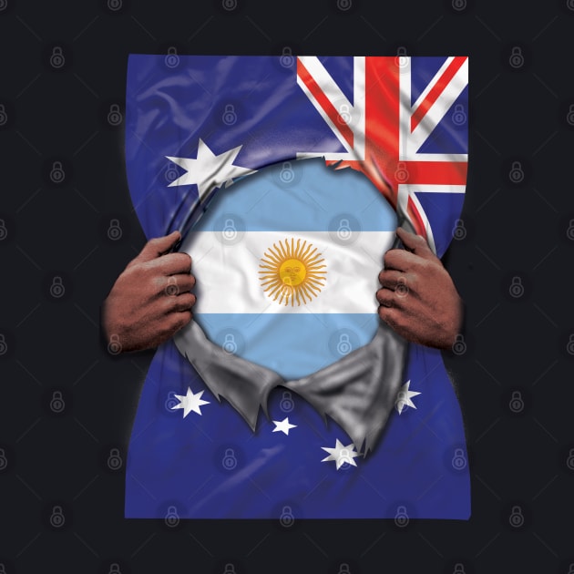 Argentina Flag Australian Flag Ripped Open - Gift for Argentinian From Argentina by Country Flags