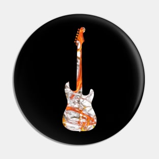 Orange Flame Guitar Silhouette on White Pin