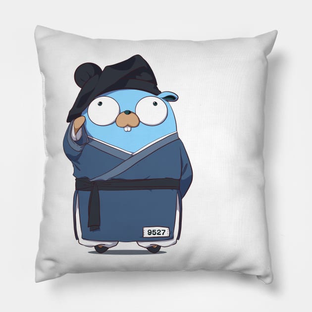 Golang Gopher Go 9527 Pillow by clgtart