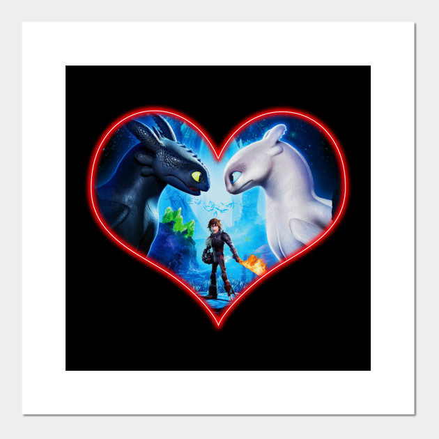 How To Train Your Dragon Love Red Heart Toothless Light Fury Httyd Affiche Et Impression D Art Teepublic Fr So why does toothless leave? teepublic