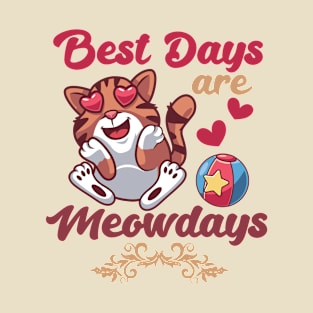 Best Days Are Meowdays Cute Heart Eyes Cat T-Shirt