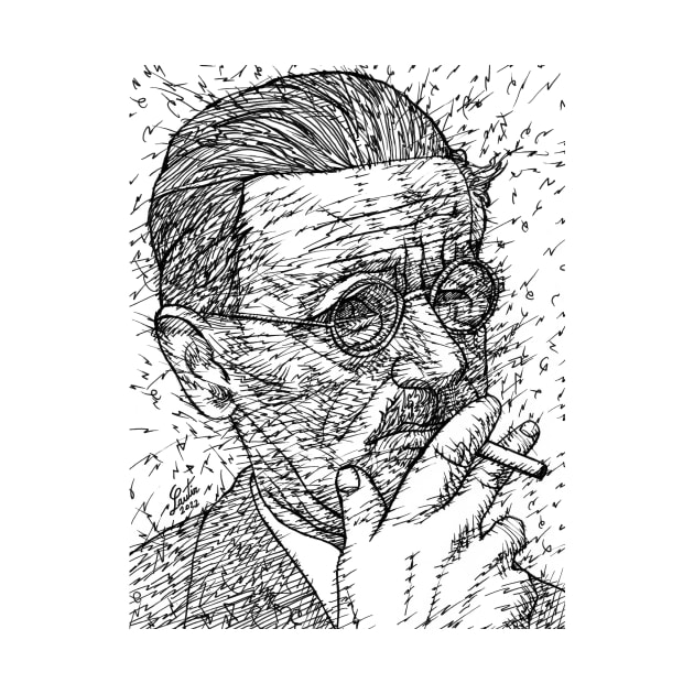 JAMES JOYCE - ink portrait .2 by lautir