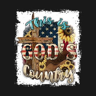 This Is God's USA Country Christian Sunflower American Flag T-Shirt