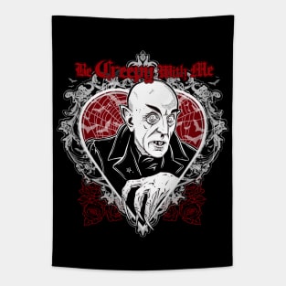 Be Creepy With Me - Be My Valentine, Love, Dark Romance, Vampire Love Valentine Card sticker Tapestry