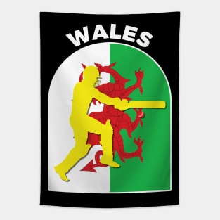 Wales Cricket Batsman Wales Flag Tapestry