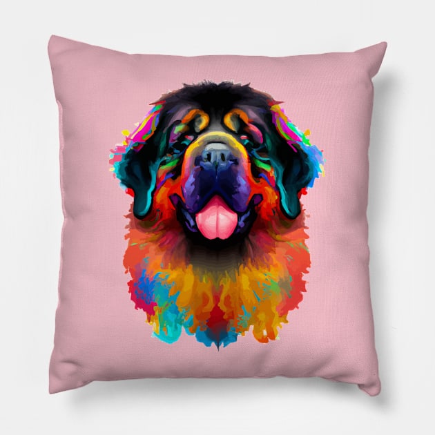 Fluffy Newfoundland Dog Watercolor Illustration Pillow by Furrban