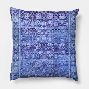 18th Century Isfahan Persian Rug Pattern in Blue Pillow