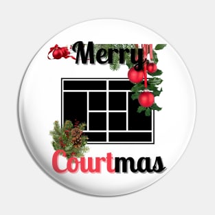 Merry Courtmas Christmas Tennis Pin