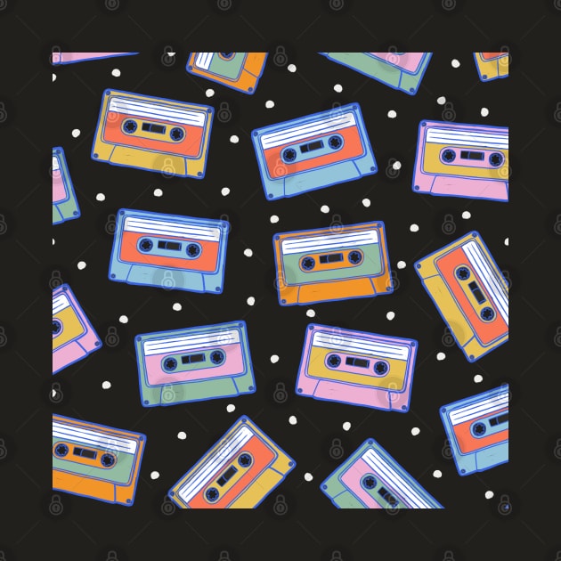 Classic 80s Cassette Tapes Pattern by cecececececelia