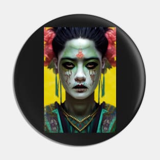 Beautiful Aztec Zombie Queen Pin