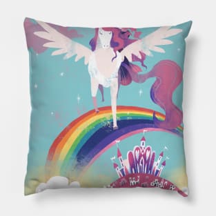 Princess and Her Flying Unicorn Pillow