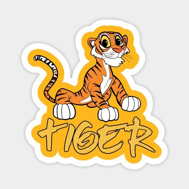 Tiger Cartoon Magnet by ILYOart