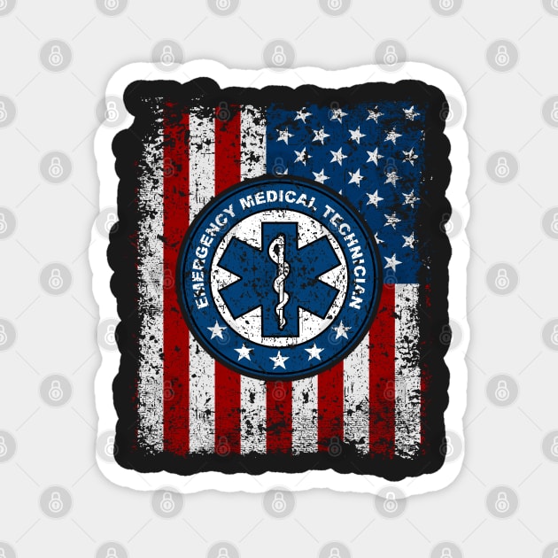 Emergency Medical Technician American Flag Magnet by RadStar