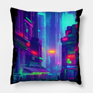 Japan Neon City Lights Pillow