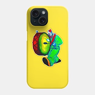 Green clown playing bass drum Phone Case