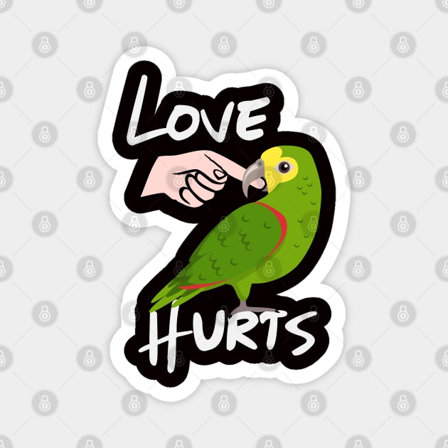 Love Hurts Yellow Headed Amazon Parrot Biting Finger Magnet by Einstein Parrot