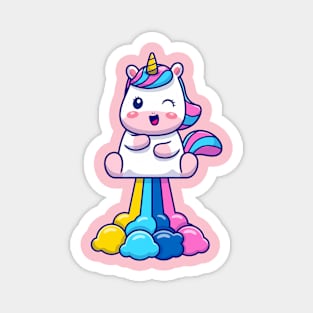 Cute Unicorn on Rainbow Magnet