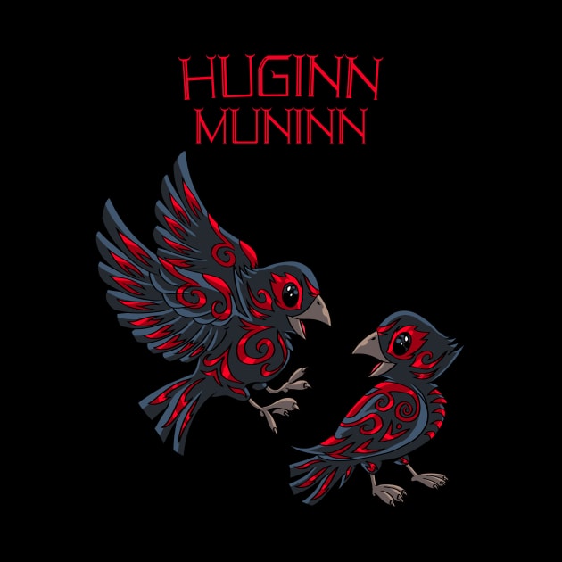 Thought and Memory: Huginn and Muninn in Flight by Holymayo Tee