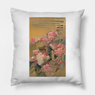 Graceful Blooms: Japanese Ukiyo-e Flowers Pillow