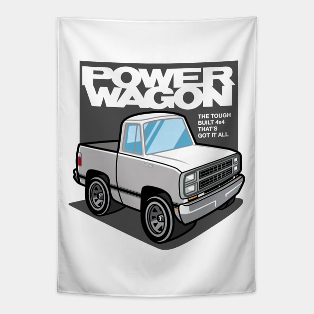 White - Power Wagon (1980) Tapestry by jepegdesign