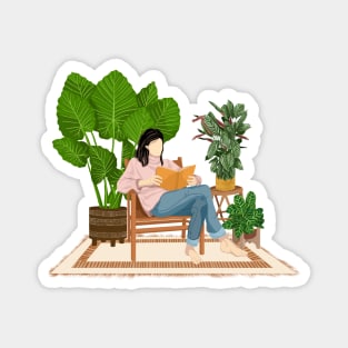 Reading with plants 1 Magnet