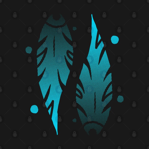 Tribal: Double Blue Leaves by hybridgothica