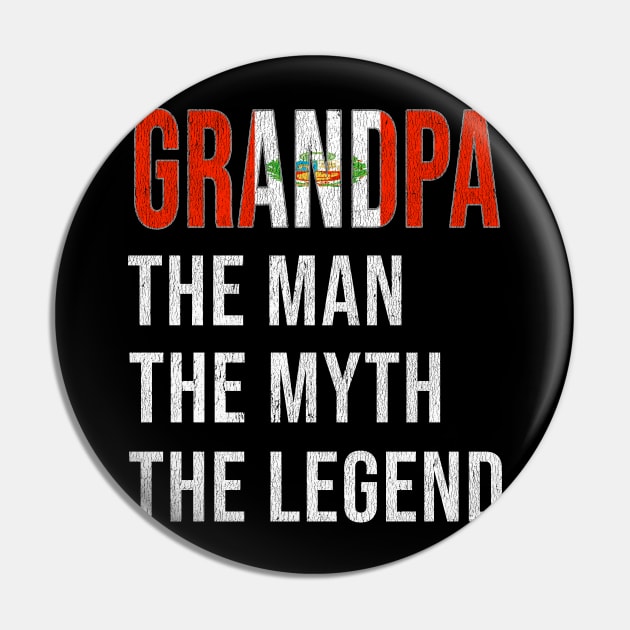 Grand Father Peruvian Grandpa The Man The Myth The Legend - Gift for Peruvian Dad With Roots From  Peru Pin by Country Flags