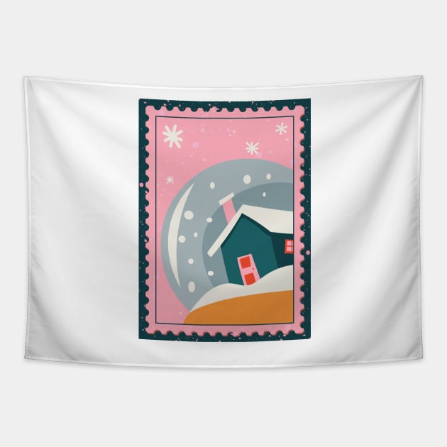 Snow Globe Stamp Tapestry by artbyemuu