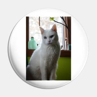 White Cat Portrait Pin