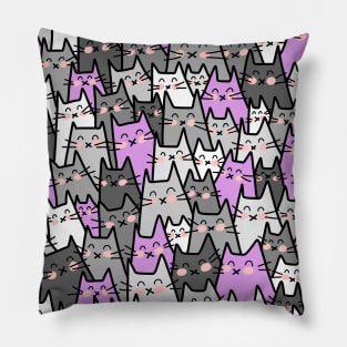 Cat Party - Gray Purple Pillow