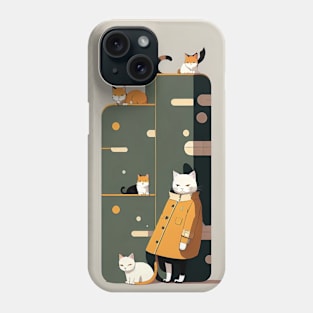 Whiskered Wonders: Cats Embracing Human Culture Phone Case