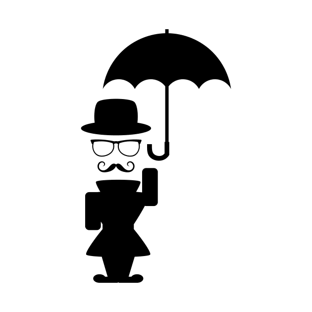 Fun drawing of a gentleman holding an umbrella by SooperYela