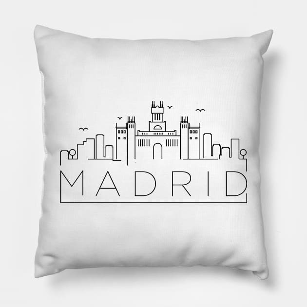 Madrid Minimal Skyline Pillow by kursatunsal