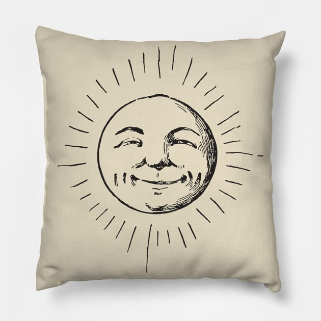 Smiling middle ages sun Pillow by PharaohCloset