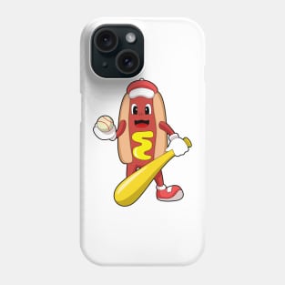 Hotdog at Baseball with Baseball bat Phone Case