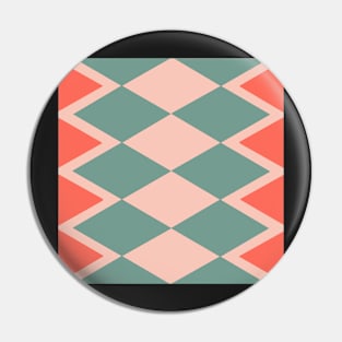 Teal Orange Tile Retro Pin