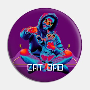 Cat and Cat Dad on a Flying Carpet Pin