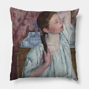 Girl Arranging Her Hair by Mary Cassatt Pillow