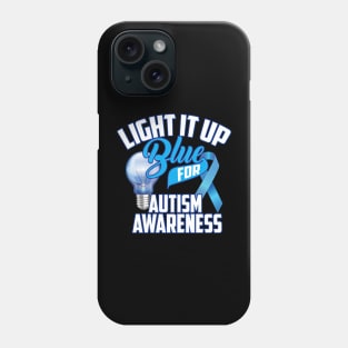 Light It Up Blue For Autism Awareness Blue Ribbon Phone Case