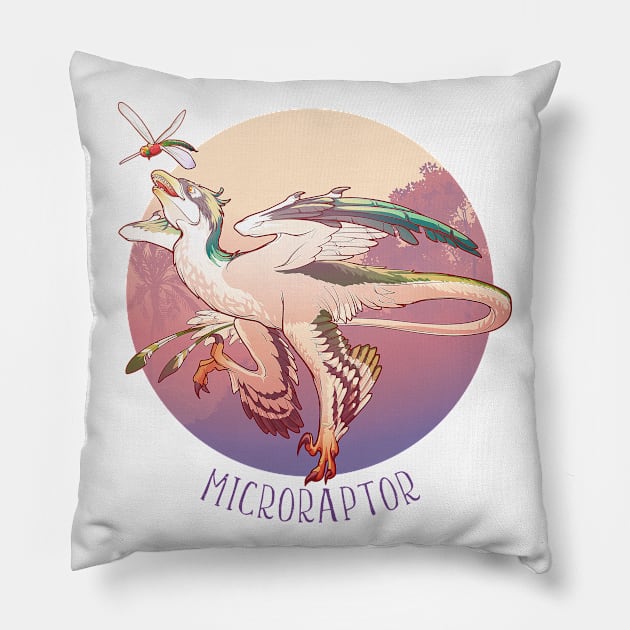 Hunting Microraptor Pillow by AntonVTokarev