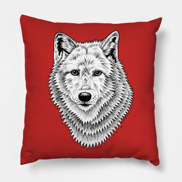 Wolf - ink illustration Pillow by lorendowding