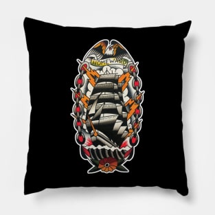 Homeward Ship Tattoo Design Pillow