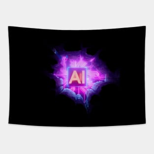 Artificial Intelligence Heart  Anamorphic Illusion  ( Large Print ) Tapestry