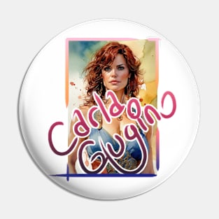 Carla Gugino watercolor portrait graphic design Pin